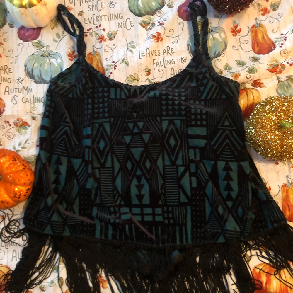 Suede fringe crop top